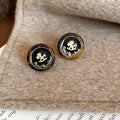 Maillard Style Resin Round Pony Stud Earrings With Silver Needle Minimal Daily Jewelry view 3