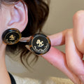 Maillard Style Resin Round Pony Stud Earrings With Silver Needle Minimal Daily Jewelry view 2