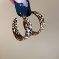 Brown Acetate C-Shaped Hoop Earrings With Silver Pins, Minimalist Retro Maillard Style Jewelry view 2