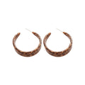 Brown Acetate C-Shaped Hoop Earrings With Silver Pins, Minimalist Retro Maillard Style Jewelry view 5