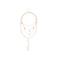 Light Luxury Rhinestone Star Moon Faux Pearl Layered Sweater Necklace Vintage Geometric Collarbone Chain view 5