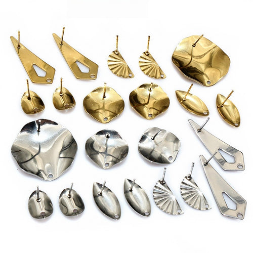 Vacuum Plated Stainless Steel Geometric Irregular Stud Earring Base With Loop No Back Stopper Stud Earrings