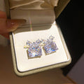 Copper Zircon Butterfly Square Stud Earrings For Women Light Luxury Elegant Jewelry view 4