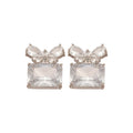 Copper Zircon Butterfly Square Stud Earrings For Women Light Luxury Elegant Jewelry view 5