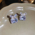 Copper Zircon Butterfly Square Stud Earrings For Women Light Luxury Elegant Jewelry view 2