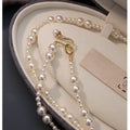 French Vintage Faux Pearl Beaded Sweater Necklace Elegant Light Luxury Round Geometric Choker view 2