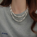 French Vintage Faux Pearl Beaded Sweater Necklace Elegant Light Luxury Round Geometric Choker view 3