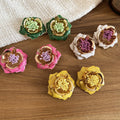 Light Luxury Enamel Flower Stud Earrings With Steel Pins, Vintage Sweet Elegant Iron Jewelry view 3