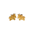 24K Gold Plated Copper Horse Stud Earrings With Silver Posts, Chinese Zodiac Light Luxury Jewelry view 5