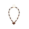 18K Gold Plated Tiger Eye Zircon Round Geometric Maillard Style Sweater Necklace view 5
