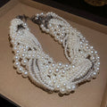Light Luxury Rhinestone Beaded Knot Faux Pearl Geometric Choker Necklace view 4