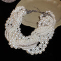 Light Luxury Rhinestone Beaded Knot Faux Pearl Geometric Choker Necklace view 2