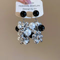 Crystal Beaded Pearl Tassel Geometric Light Luxury Silver Pin Drop Earrings view 2