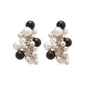 Crystal Beaded Pearl Tassel Geometric Light Luxury Silver Pin Drop Earrings view 5