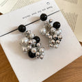 Crystal Beaded Pearl Tassel Geometric Light Luxury Silver Pin Drop Earrings view 4