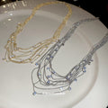 Korean Light Luxury Copper Zircon Multi Layer Tassel Geometric Sweater Necklace For Women view 4
