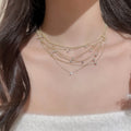 Korean Light Luxury Copper Zircon Multi Layer Tassel Geometric Sweater Necklace For Women view 1