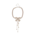 Light Luxury Alloy Butterfly Flower Tassel Necklace With Rhinestone Round Pendant view 5