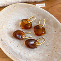 Vintage Coffee Brown Acrylic Round Pendant Drop Earrings Light Luxury Geometric Women's Jewelry view 3