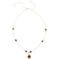 Vintage Tiger Eye Stone Flower Pendant Necklace, Light Luxury Geometric Round Choker view 5