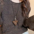 Plush Triangle Pendant Sweater Necklace Retro Maillard Style Geometric Light Luxury Choker view 3