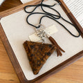 Plush Triangle Pendant Sweater Necklace Retro Maillard Style Geometric Light Luxury Choker view 4