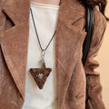 Plush Triangle Pendant Sweater Necklace Retro Maillard Style Geometric Light Luxury Choker view 1