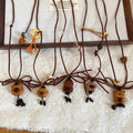 Vintage Light Luxury Wood Bead Bear And Star Pendant Sweater Necklace For Women view 2