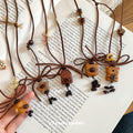 Vintage Light Luxury Wood Bead Bear And Star Pendant Sweater Necklace For Women view 4