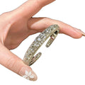 French Court Vintage Zircon Hollow Floral Open Copper Bangle Light Luxury Women's Jewelry view 5