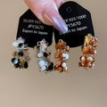 Vintage Maillard C Shape Beaded Tassel Copper Stud Earrings With Silver Pins view 4