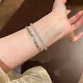 Light Luxury Copper Geometric Bangle With Polished Spliced Design And Gourd Clasp view 3