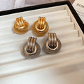 European American Geometric Round Metal Stud Earrings With Iron Posts Light Luxury Ear Jewelry view 4