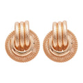 European American Geometric Round Metal Stud Earrings With Iron Posts Light Luxury Ear Jewelry view 5