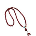 Cinnabar Stone Round Beaded Gourd Pendant Bangle Vintage Chinese Style Geometric Bracelet view 5
