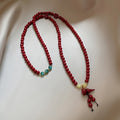 Cinnabar Stone Round Beaded Gourd Pendant Bangle Vintage Chinese Style Geometric Bracelet view 4