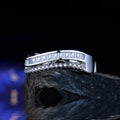 Silver-Tone Curved Ring with Baguette and Pavé Rows view 4
