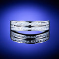 Silver-Tone Triple-Row Baguette and Pavé Band Ring view 2