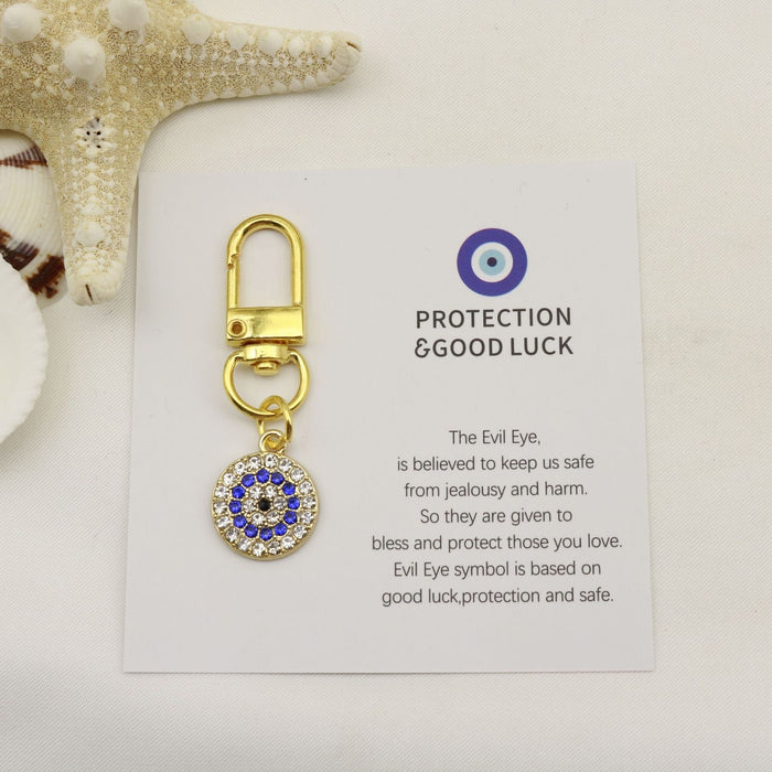 Metal Blue Evil Eye Keychain Good Luck Gift – Gold