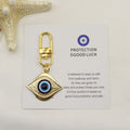 Zinc Alloy Blue Evil Eye Protection Good Luck Keychain Bag Charm – Silver view 6
