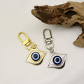 Zinc Alloy Blue Evil Eye Protection Good Luck Keychain Bag Charm – Silver view 4