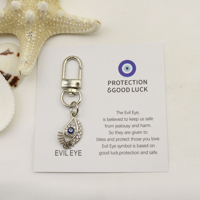 Metal Blue Evil Eye Protection Keychain Good Luck Gift