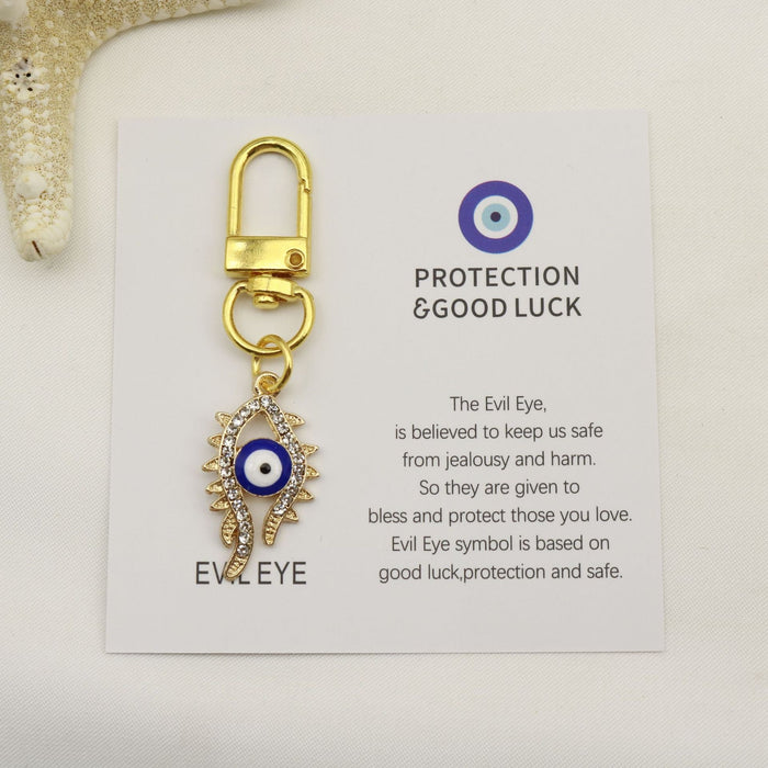 Zinc Alloy Blue Evil Eye Keychain Good Luck Protection Gift – Silver