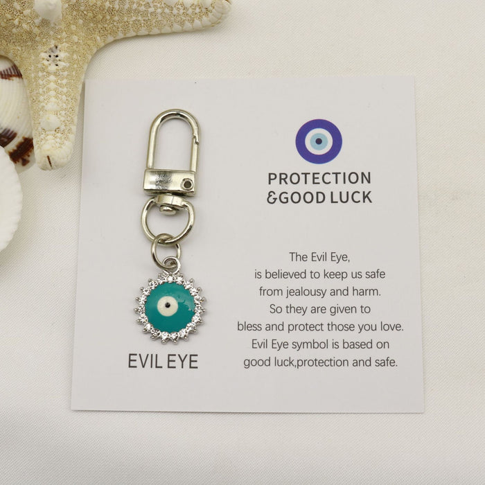 Metal Evil Eye Good Luck Card Keychain Car Gift