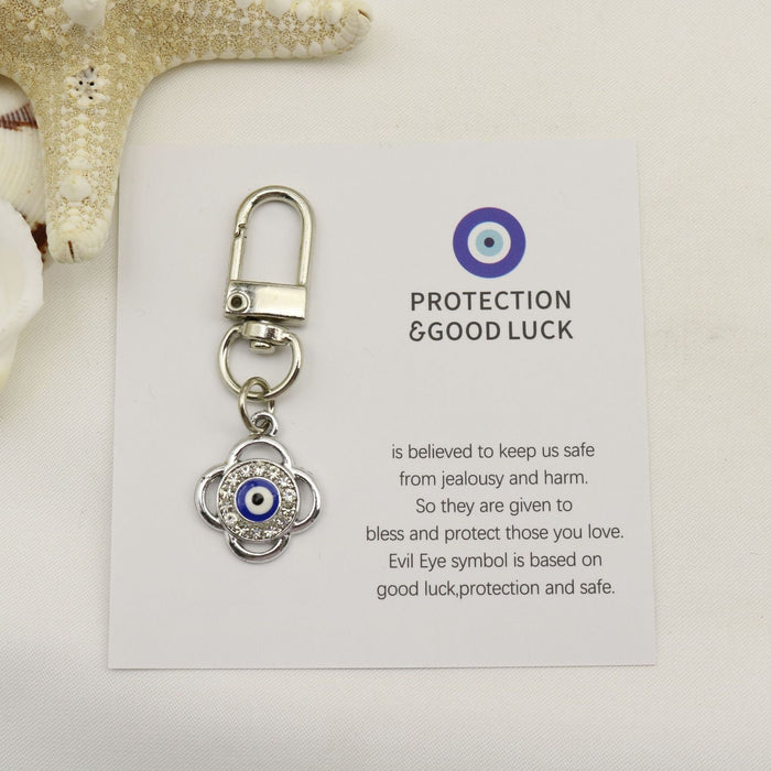Metal Blue Evil Eye Protection Good Luck Keychain Gift