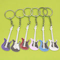 Metal Electric Guitar Keychain Colorful Epoxy Key Ring Gift view 1