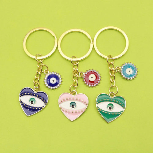 Evil Eye Heart Drop Earrings