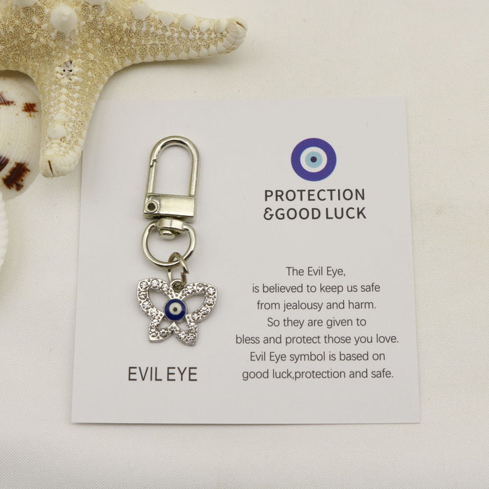 Metal Evil Eye Protection Keychain Gift – Silver