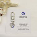 Metal Blue Evil Eye Keychain Good Luck Gift – Silver view 2