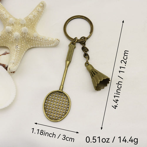 Metal Badminton Racket Keychain Sports Souvenir Gift